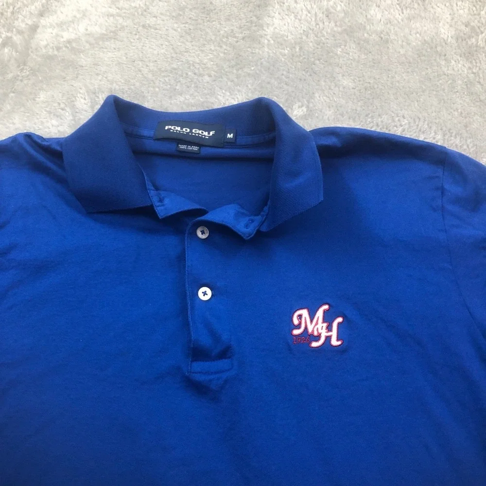 Polo Golf Ralph Lauren Blue Polo Shirt Men's Medium MH 1926‎ Embroidered